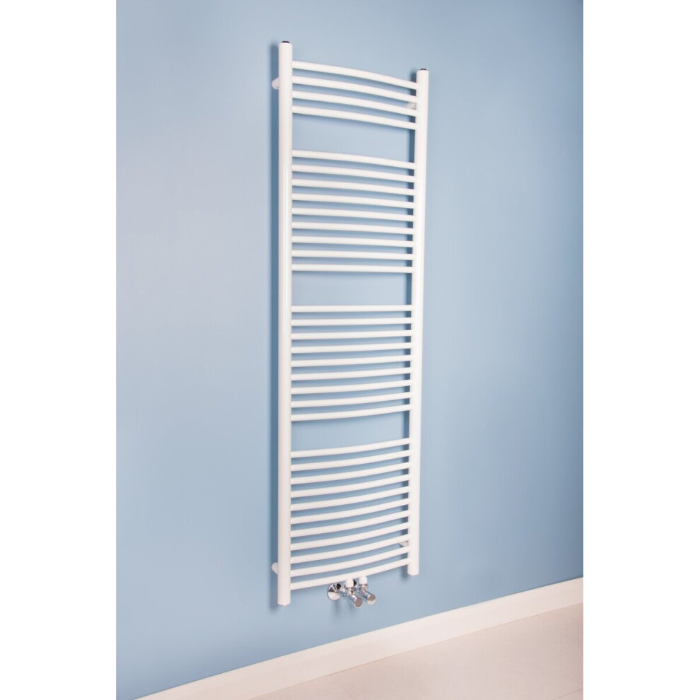 (White, 1600x500mm) WarmeHaus Curved Heated Towel Rail Bathroom Ladder Radiators