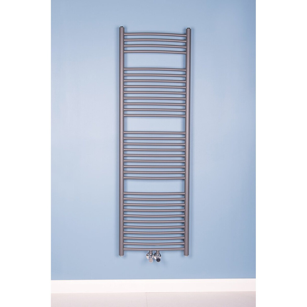 (Grey, 1600x500mm) WarmeHaus Curved Heated Towel Rail Bathroom Ladder Radiators