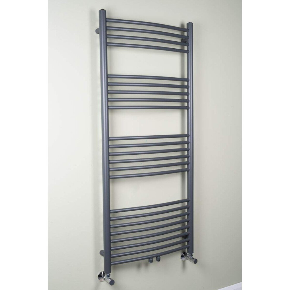 (Grey, 1350x600mm) WarmeHaus Curved Heated Towel Rail Bathroom Ladder Radiators