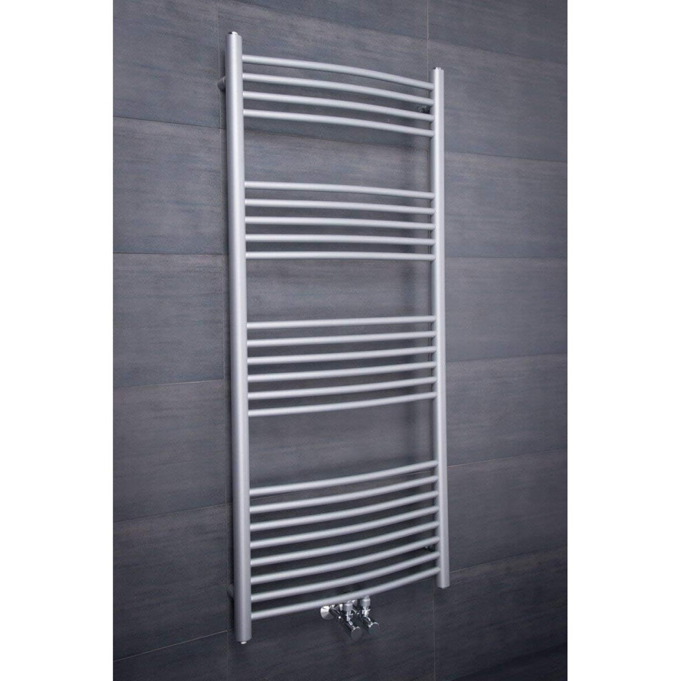 (Silver, 1350x600mm) WarmeHaus Curved Heated Towel Rail Bathroom Ladder Radiators