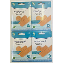 A&E Washproof Plasters Assorted 20s x 4 - Total 80