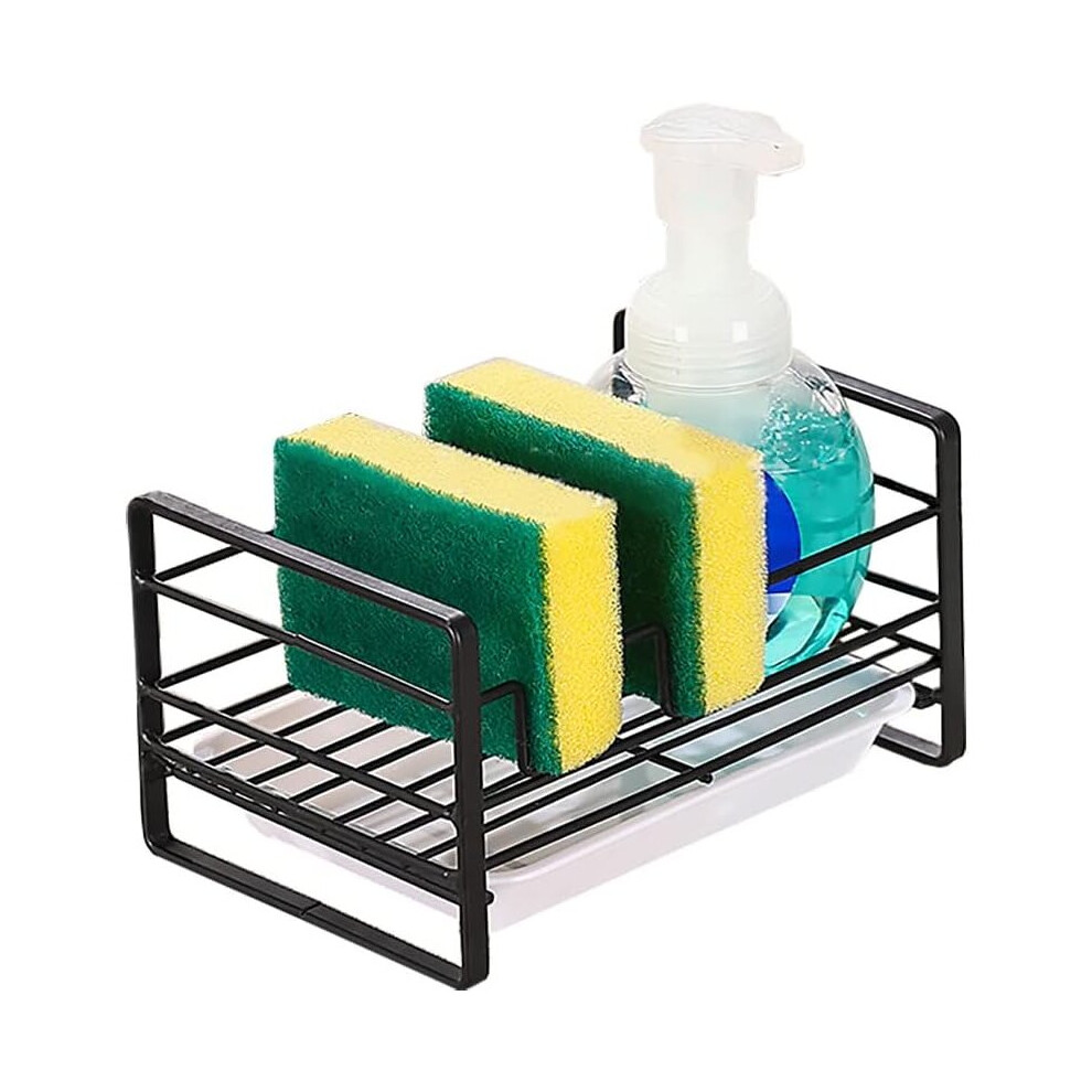 Steel Kitchen Sponge Holder, Drainer with Drain Tray, Bathroom Sink Accessories for Sponge Brush and Hand Sanitizer-image-OPC-PBXV9VM-NEW