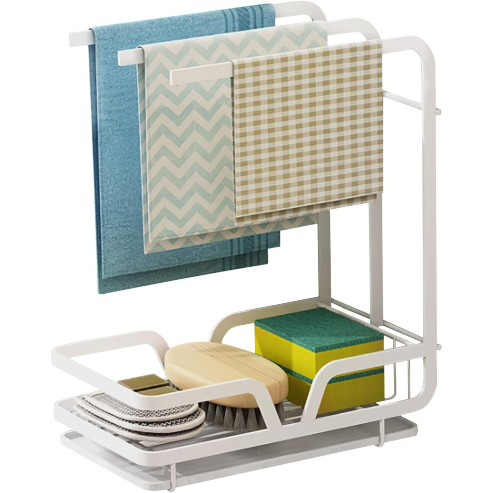 Sink Organiser - Wall-Mounted Drainer For Towels, Sponges And Brushes With Drip Tray For Kitchen And Bathroom 7042558889822