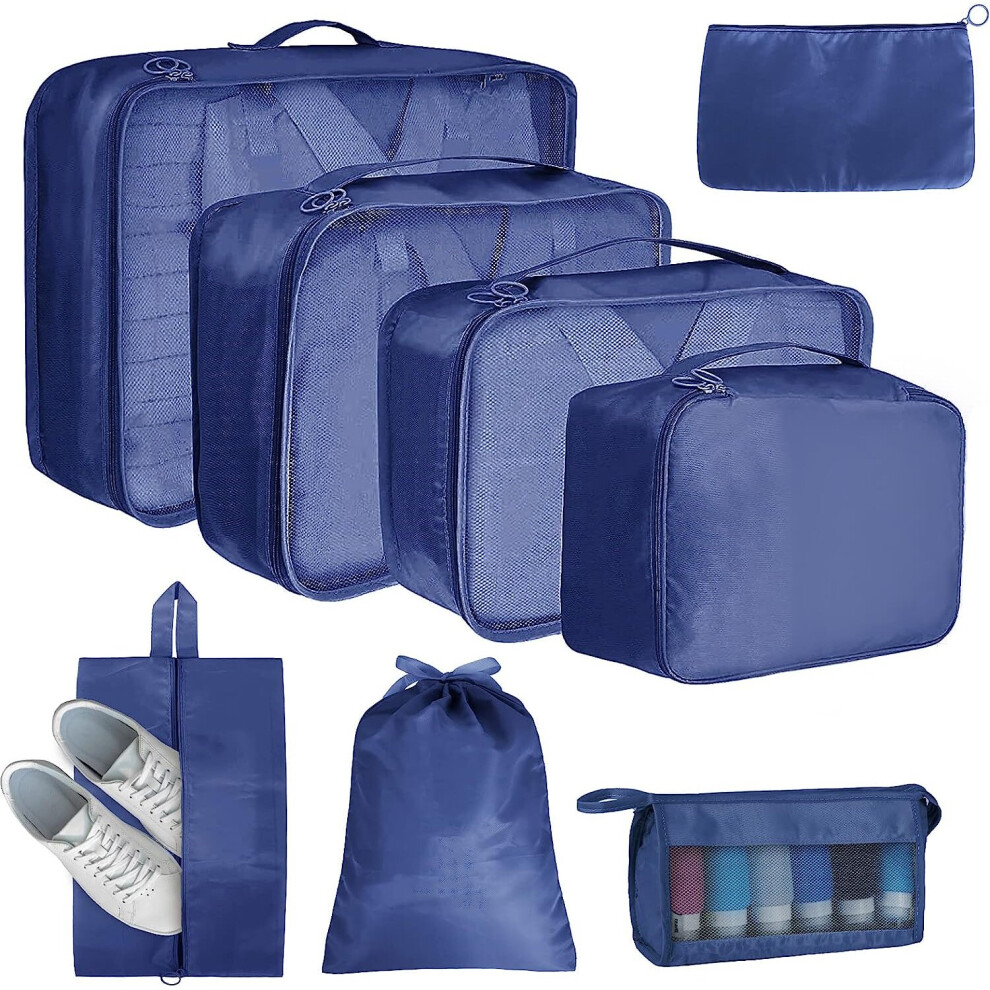 Pack of 8 suitcase organisers - Travel organiser - Storage cubes - With make-up bag - Waterproof shoe bag - Travel essentials-image-OPC-PBXVB2K-NEW