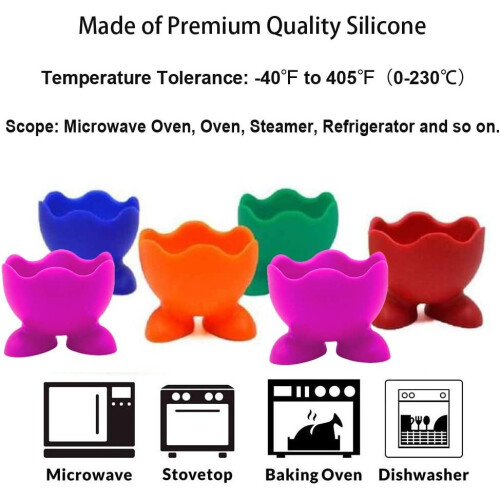6Pcs Silicone Egg Cups Stands Holders for Serving Hard and Soft Boiled Eggs, Random Color 1
