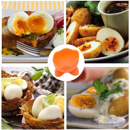6Pcs Silicone Egg Cups Stands Holders for Serving Hard and Soft Boiled Eggs, Random Color 2