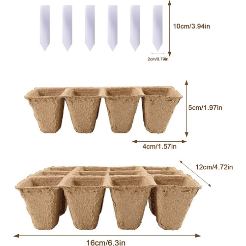 288 Cells Peat Pots Seed Starter Tray,24 Pack Seed Starter Kit,Premium Biodegrad 1