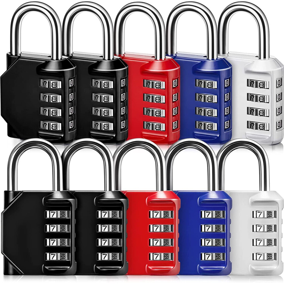 10 Pack Combination Lock Resettable 4 Digit Combination Padlock Waterproof Locke