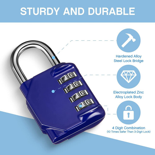 10 Pack Combination Lock Resettable 4 Digit Combination Padlock Waterproof Locke 2