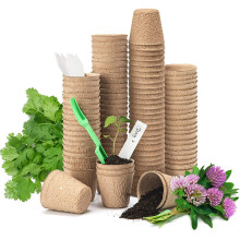 Peat Pots Planter Nursery Pots Seeding Pot Seed Starter Tray for Seedling Organic Eco-Friendly with Plant Labels, 2 Tran