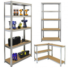 (150x70x30cm,Galvanised) Shelve Unit Garage Shelving Unit Industrial Metal Shelf 5 Tier Shelving Unit