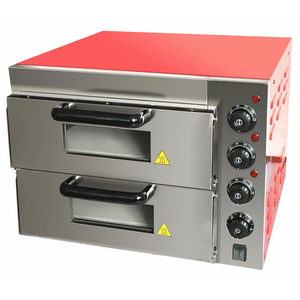 Commercial Baking Oven Fire Stone Electric Pizza Oven Twin Deck