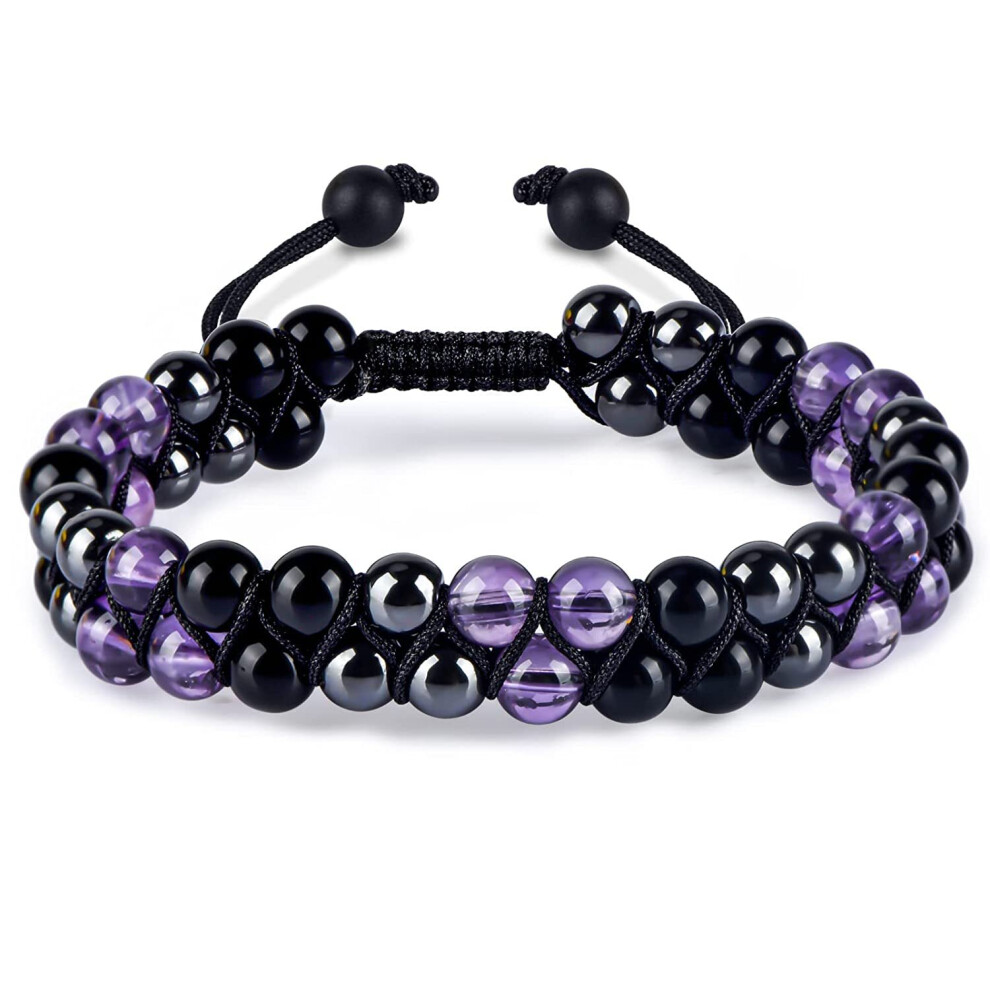 Triple Protection Bracelet for Women, Genuine Healing Crystal Bracelet Amethyst-image-OPC-PBXVD9D-NEW