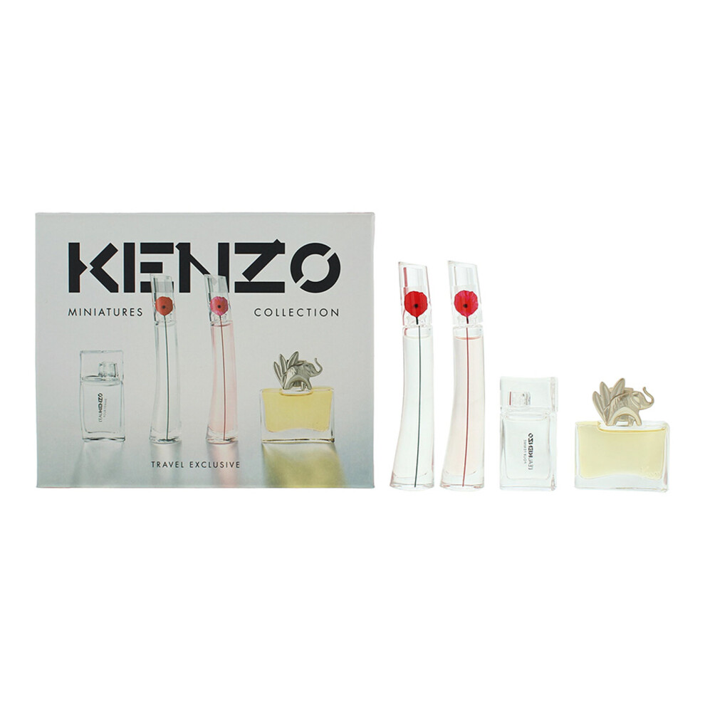 Kenzo Flower Gift Set Flower Eau De Parfum 4ml - Flower By Poppy Bouquet Eau De Parfum 4ml - L'eau Eau De Toilette 5ml - Jungle Eau De Parfum