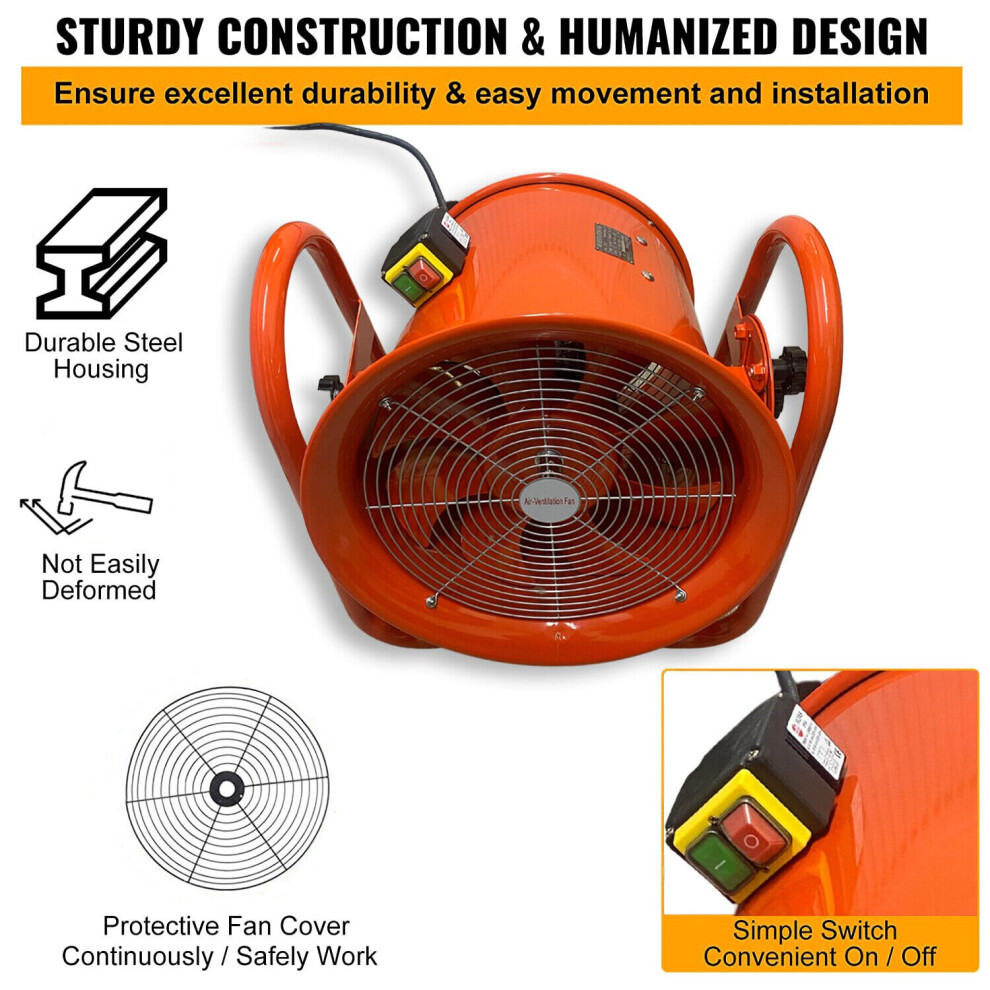 (16 Inches 400Mm) Portable Ventilator Industrial Air Axial Metal Blower Extractor 110V 7427246567495