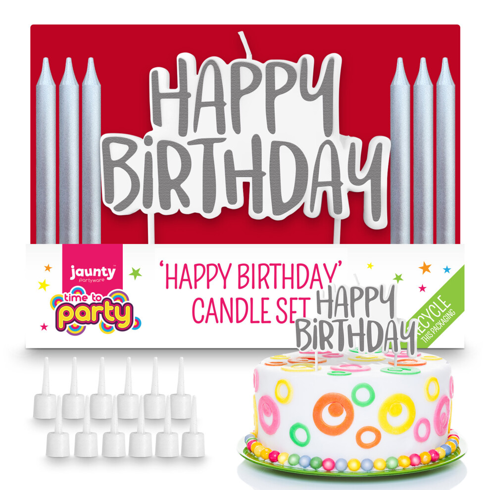 Happy Birthday Cake Candles Set Silver |Fun Birthday Candles For Cakes