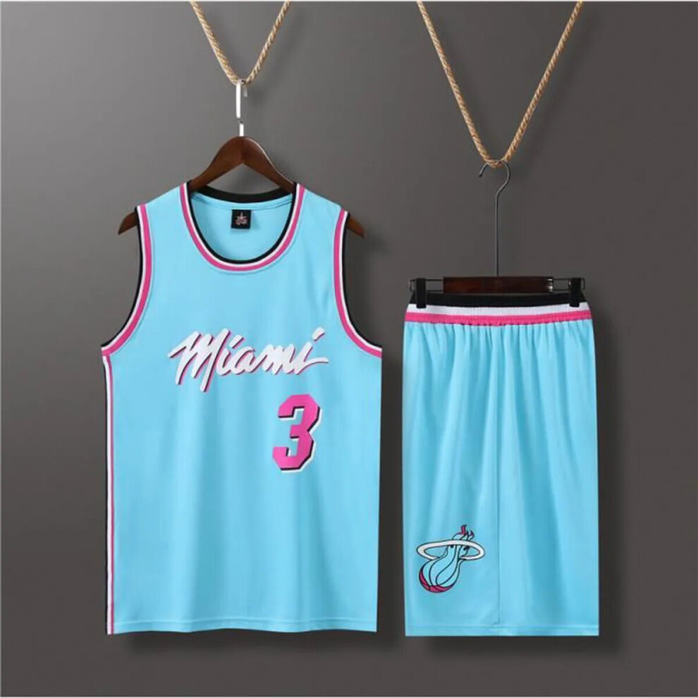 (blue 120cm) Miami Heat Dwyane Wade adult and children's jersey set