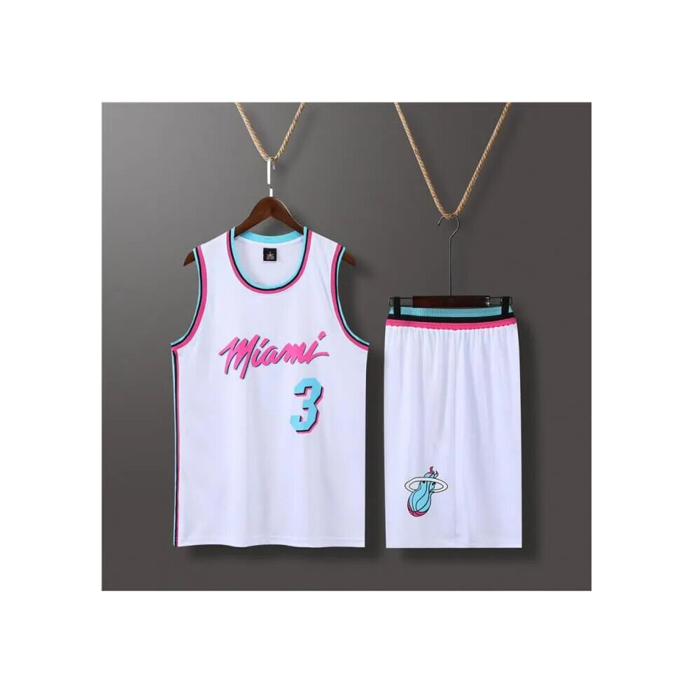 (white 110cm) Miami Heat Dwyane Wade adult and children's jersey set