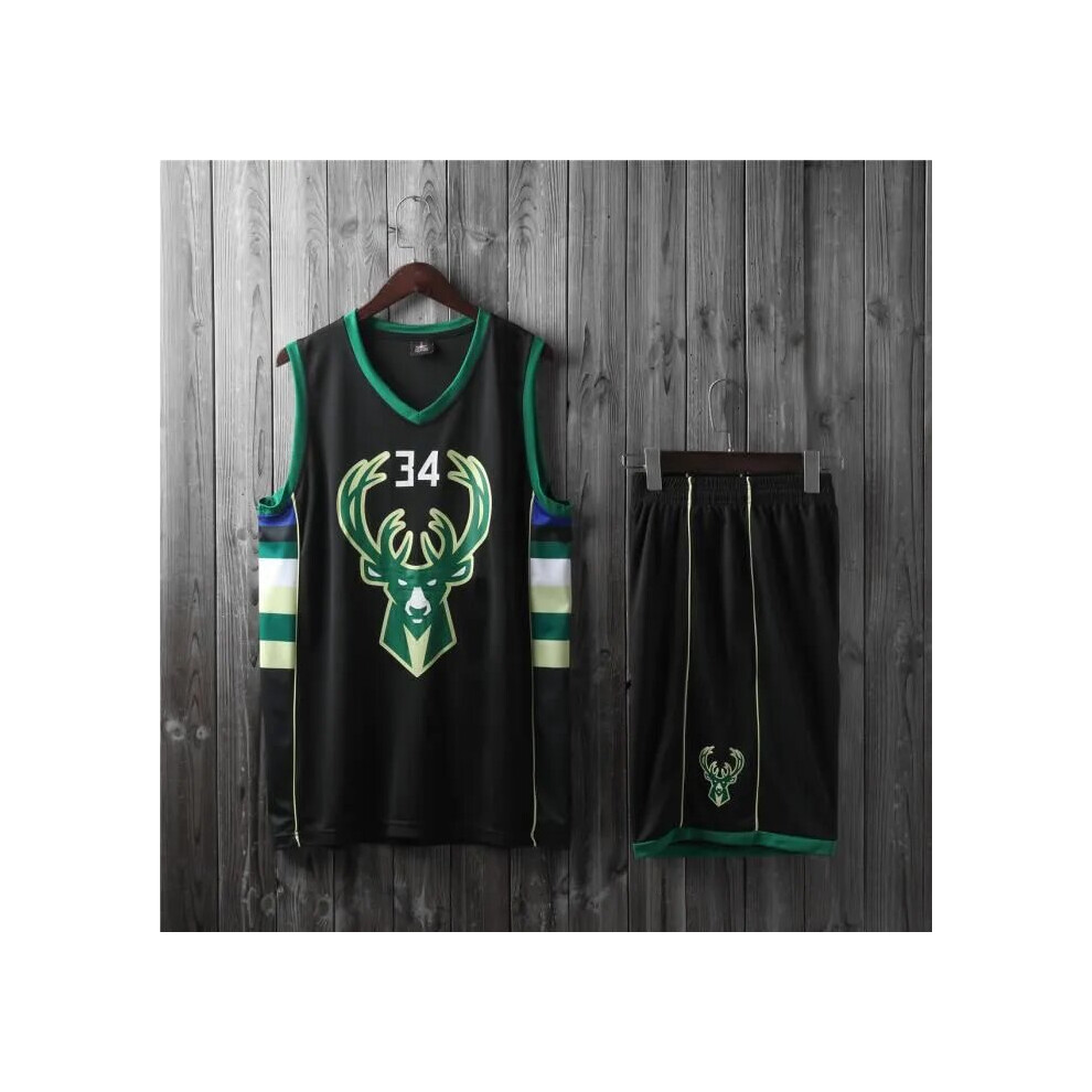 (black 140cm) Giannis Antetokounmpo adult and children's jersey set