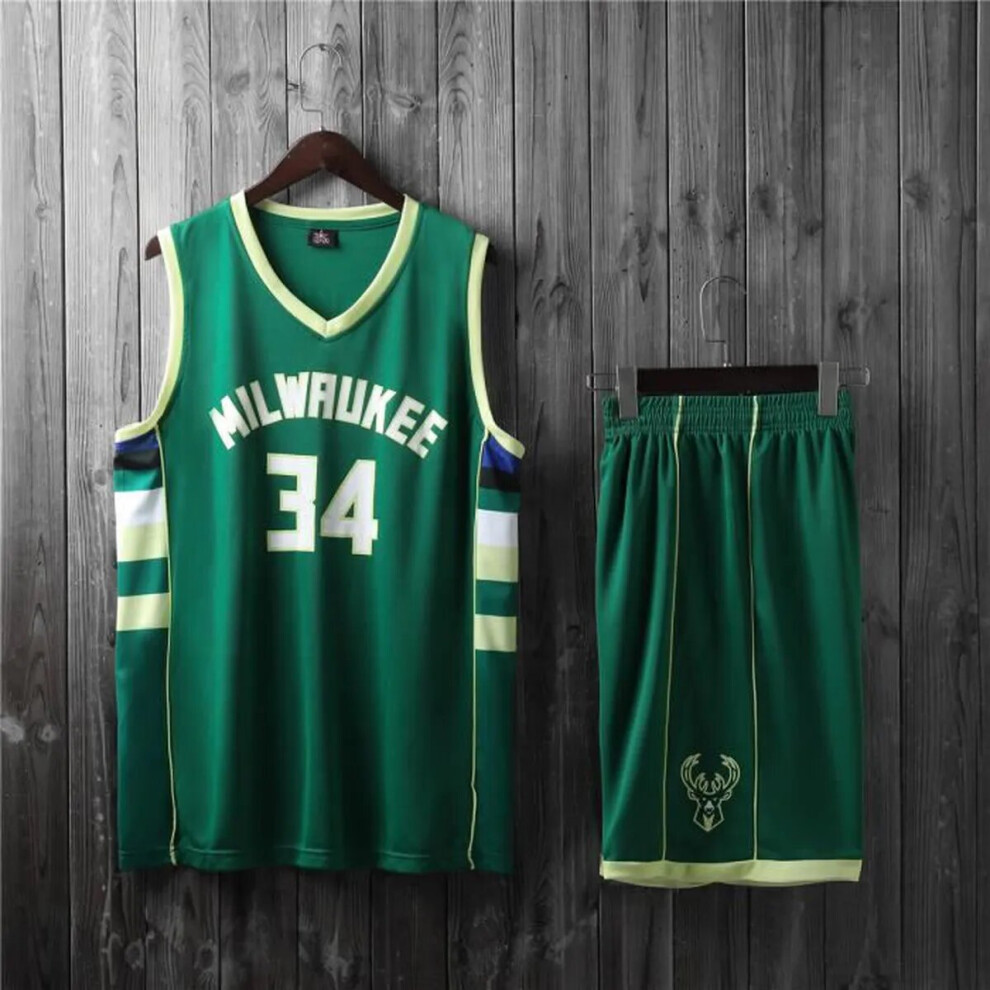 (green 140cm) Giannis Antetokounmpo adult and children's jersey set