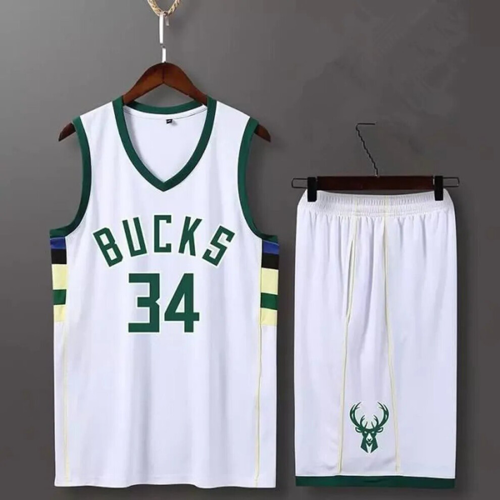 (white 140cm) Giannis Antetokounmpo adult and children's jersey set