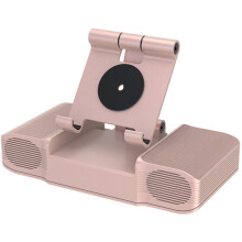 (Pink) 3-in-1 Wireless bluetooth Speaker Long Battery Life Power Bank Phone Holder Dual Bass HIFI Stereo TF Card AUX-In Soundbar Home Theatre with Mic