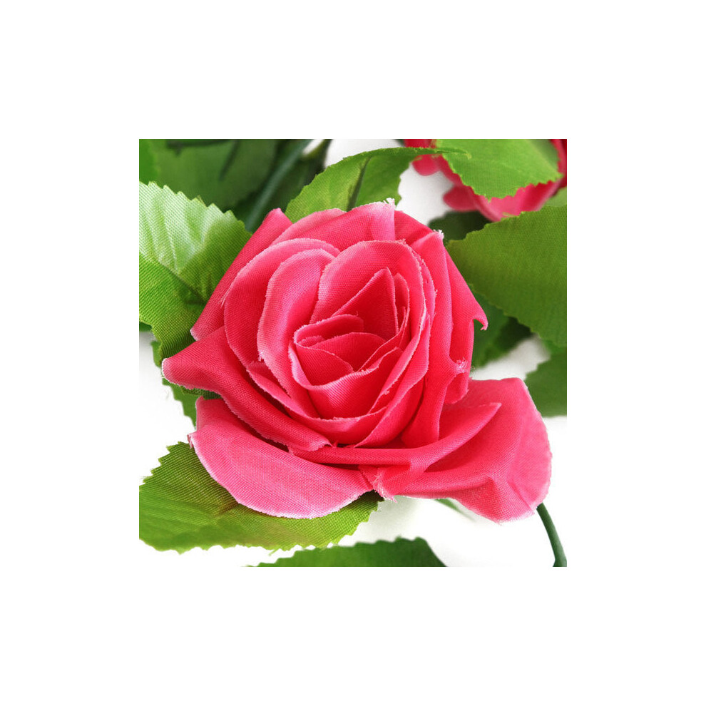 (Rose) 2pcs Artificial Plastic Rose Flower Vines Garland Home Garden Decoration