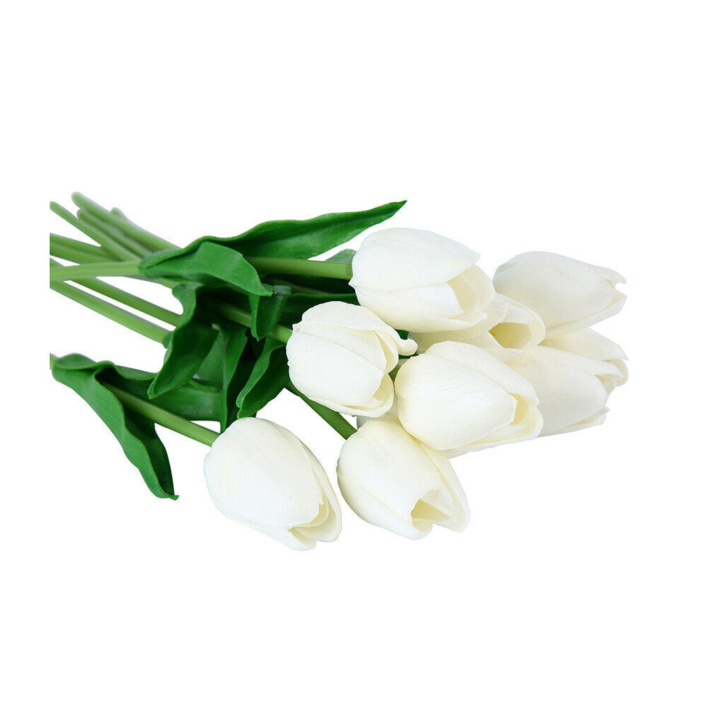 (White) 10PCS Fake Artificial Silk Tulips Flores Artificiales Bouquets Party Artificial Flowers