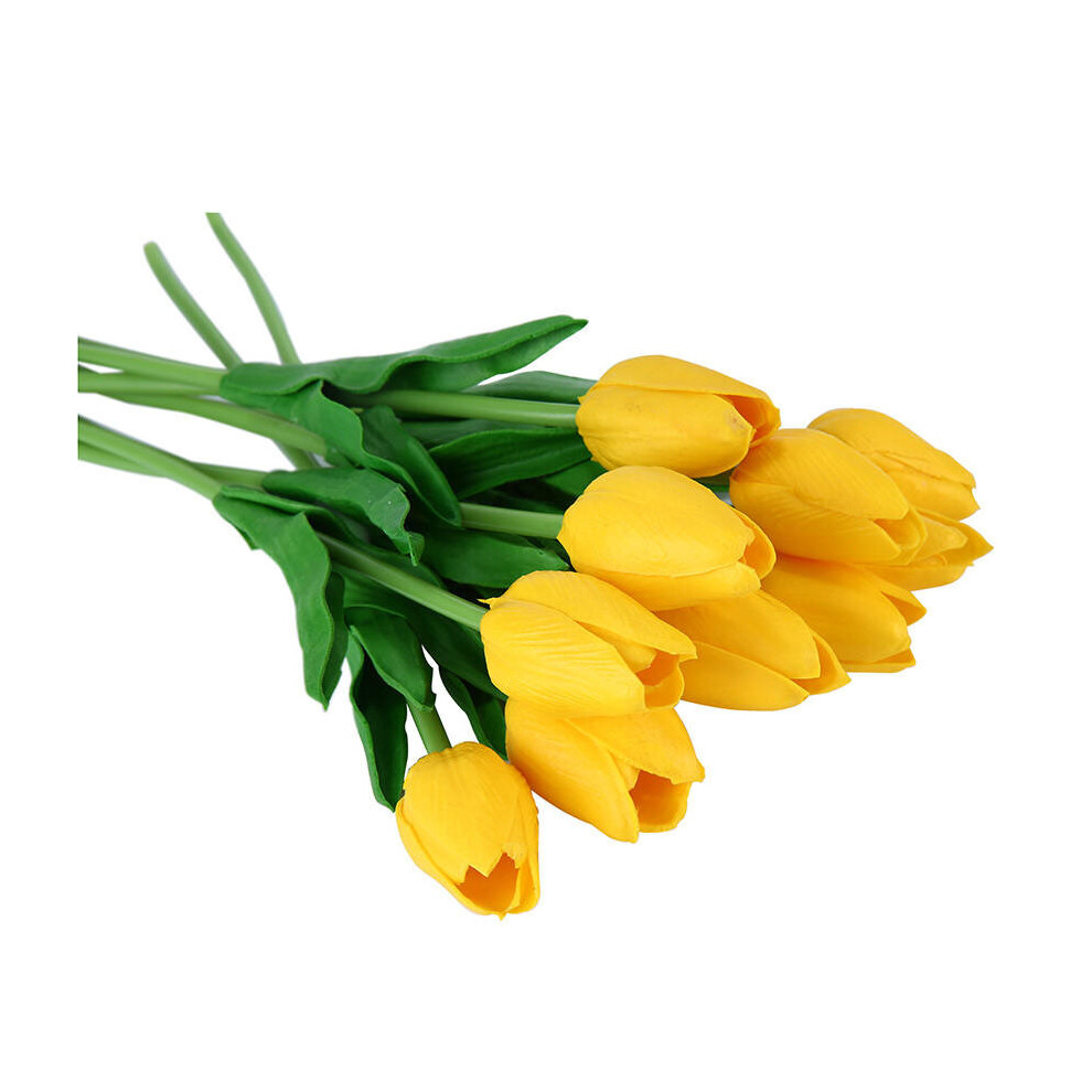 (Yellow) 10PCS Fake Artificial Silk Tulips Flores Artificiales Bouquets Party Artificial Flowers