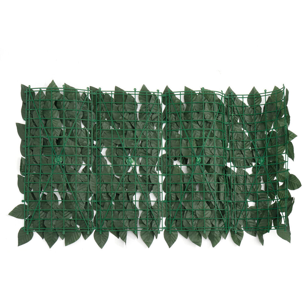 (Color printing Evergreen) 0.5M Outdoor Artificial Faux Ivy Leaf Privacy Fence Screen Decor Panels Hedge Garden Wall Cover