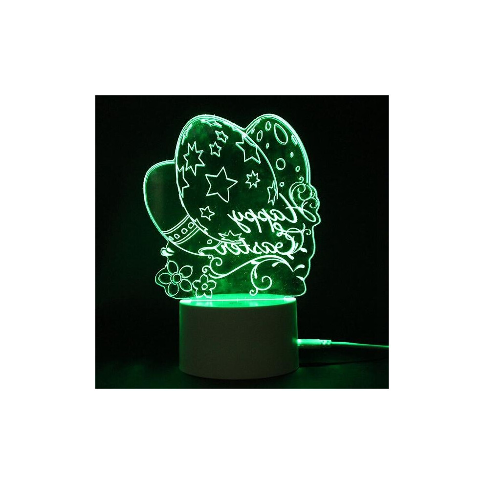 (004(Easter egg)) 3D Illusion Easter Egg Rabbit LED Night Light USB Colorful Table Desk Lamp Holiday Decor DC5V