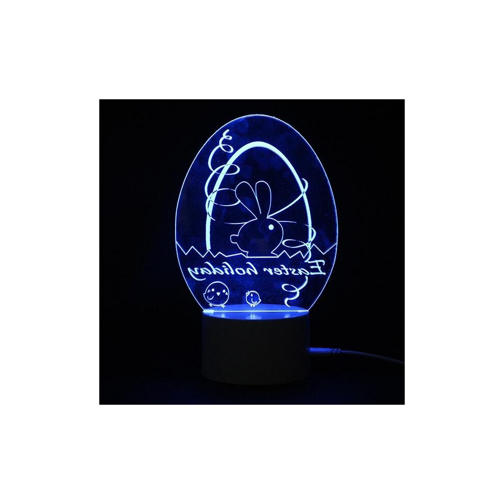 (003(Egg&bunny)) 3D Illusion Easter Egg Rabbit LED Night Light USB Colorful Table Desk Lamp Holiday Decor DC5V