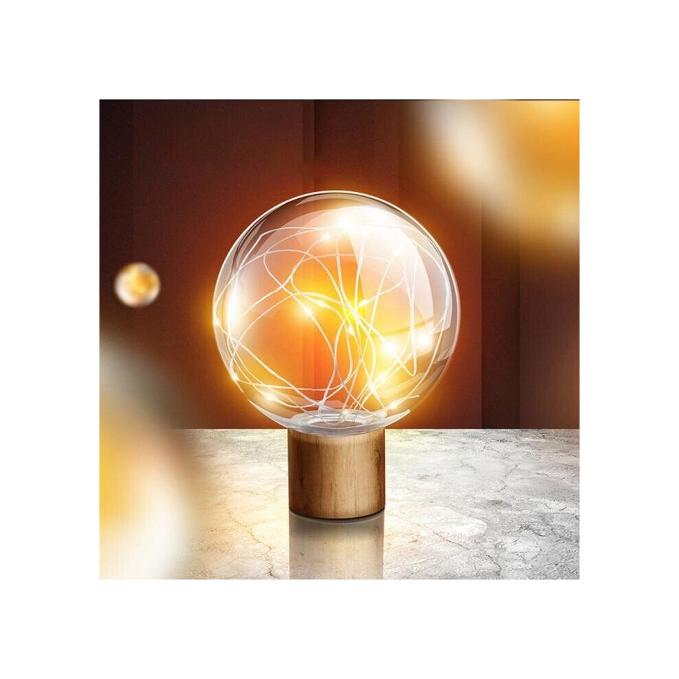 5V LED Warm White Fairy Star Globe Night Light Wood Retro USB  Desk Table Decoration Lights