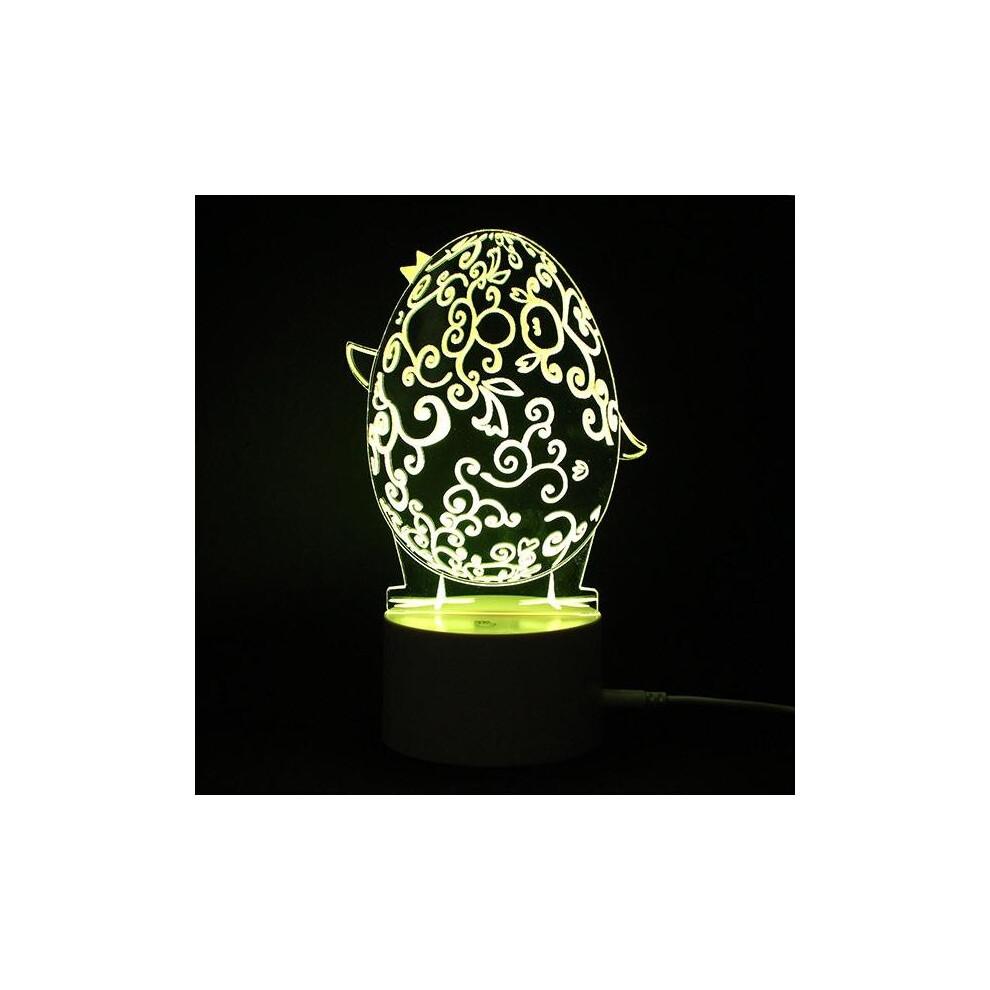 (001(Egg)) 3D Illusion Easter Egg Rabbit LED Night Light USB Colorful Table Desk Lamp Holiday Decor DC5V