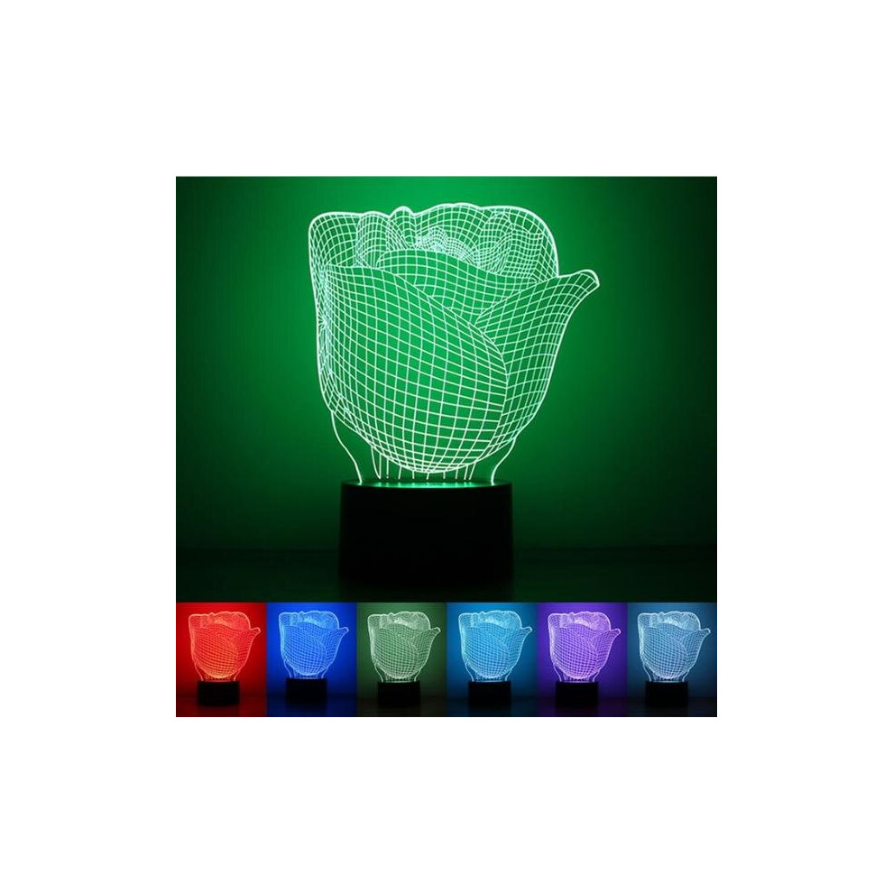 3D Illuminated Illusion Color Changing Rose LED Desk Night Light Lamp