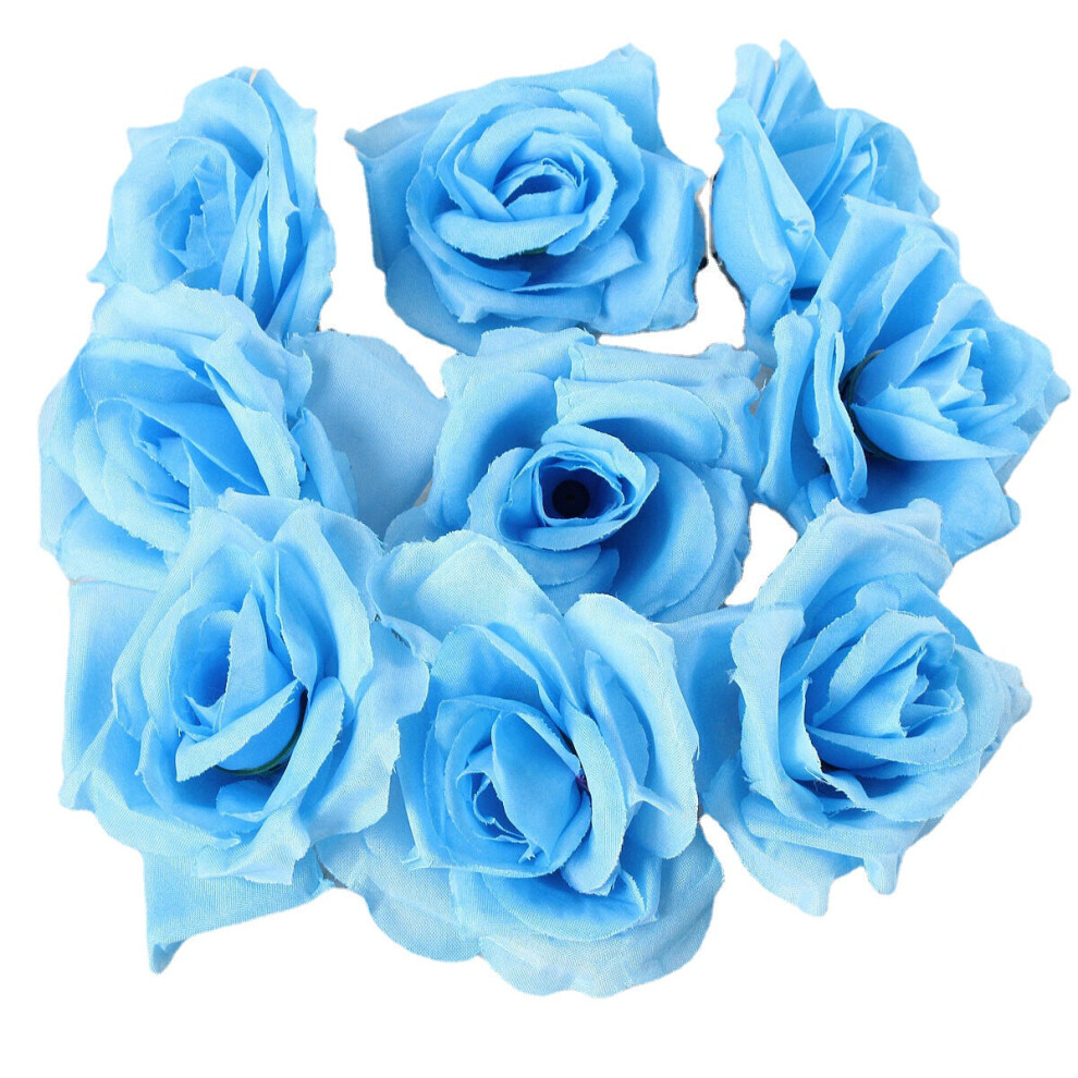 (Blue) 1pcs DIY Party Artificial Rose Flower Simulation Silk Home Wedding Decor