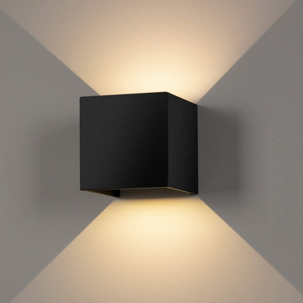 (Black, Not Waterproof) 2Pcs Warm Light LED Wall Lamp Indoor/Outdoor LED Waterproof Modern Wall Lights