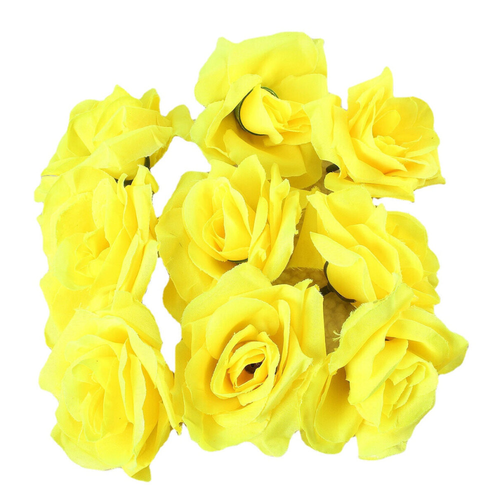 (Yellow) 1pcs DIY Party Artificial Rose Flower Simulation Silk Home Wedding Decor