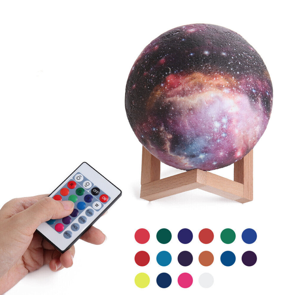 (15cm, Remote Control + 16 Color) 3D Printing Moon Lamp Space LED Night Light Remote Control / Touch/ Pat Contorl Lamp USB Charge Valentine Gift