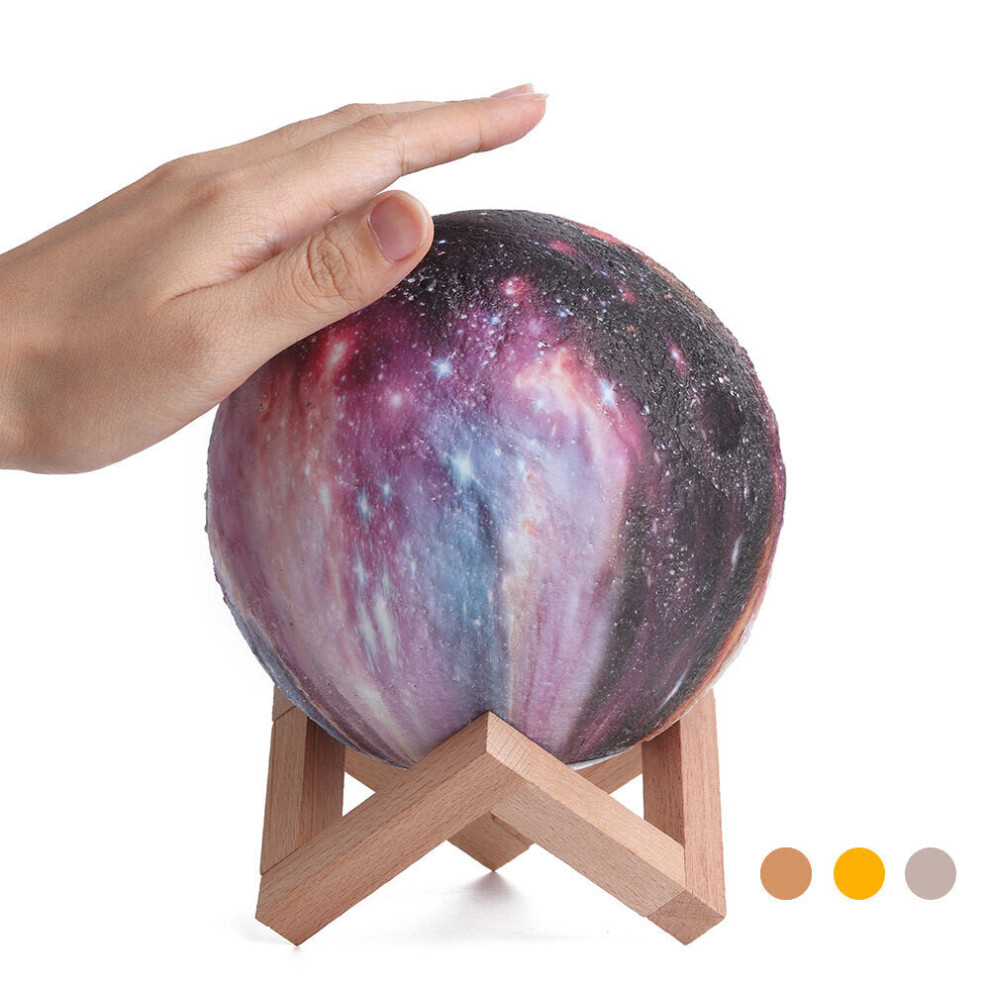 Greenzech (15Cm, Pat Control + 3 Color) 3D Printing Moon Lamp Space Led Night Light Remote Control / Touch/ Pat Contorl Lamp Usb Charge Valentine Gift