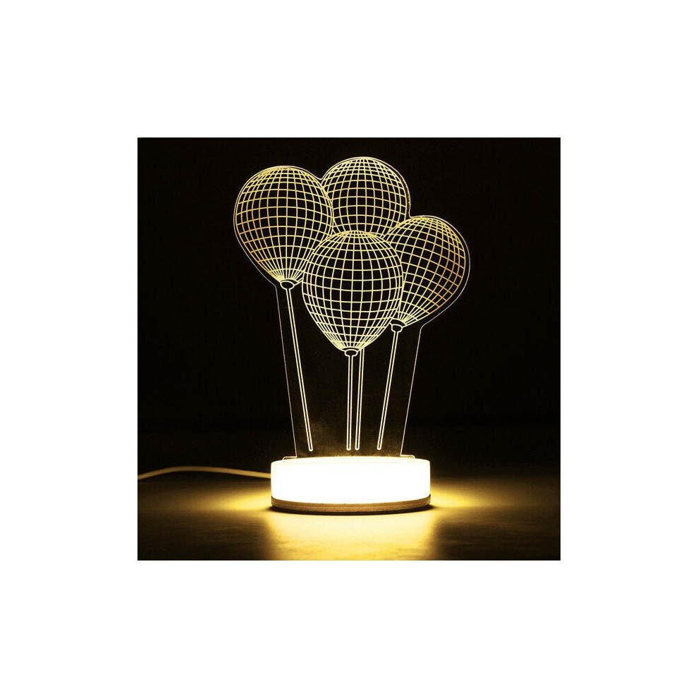 (Balloon) 3D Illusion USB LED Night Light Warm White Desk Table Lamp Xmas Gift