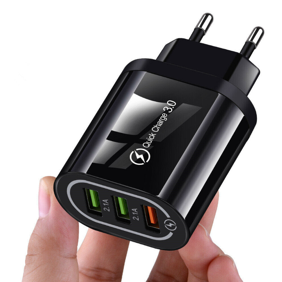 (Black) 18W Quick Charge 3.0 Dual Usb 2.1A Fast Charging Wall Charger Power Adapter For Tablet Smartphone Black 9078193132083
