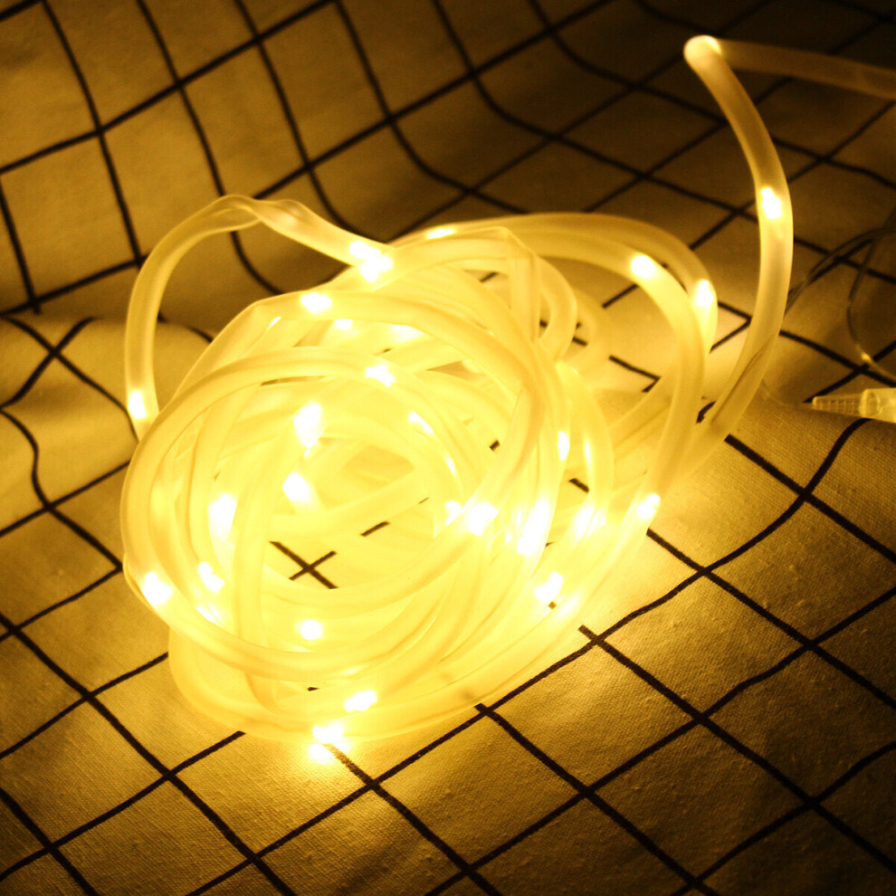 (Warm White) 39FT 100 LED Solar String Rope Fairy Light Waterproof Xmas Wedding Party Decor Night Light