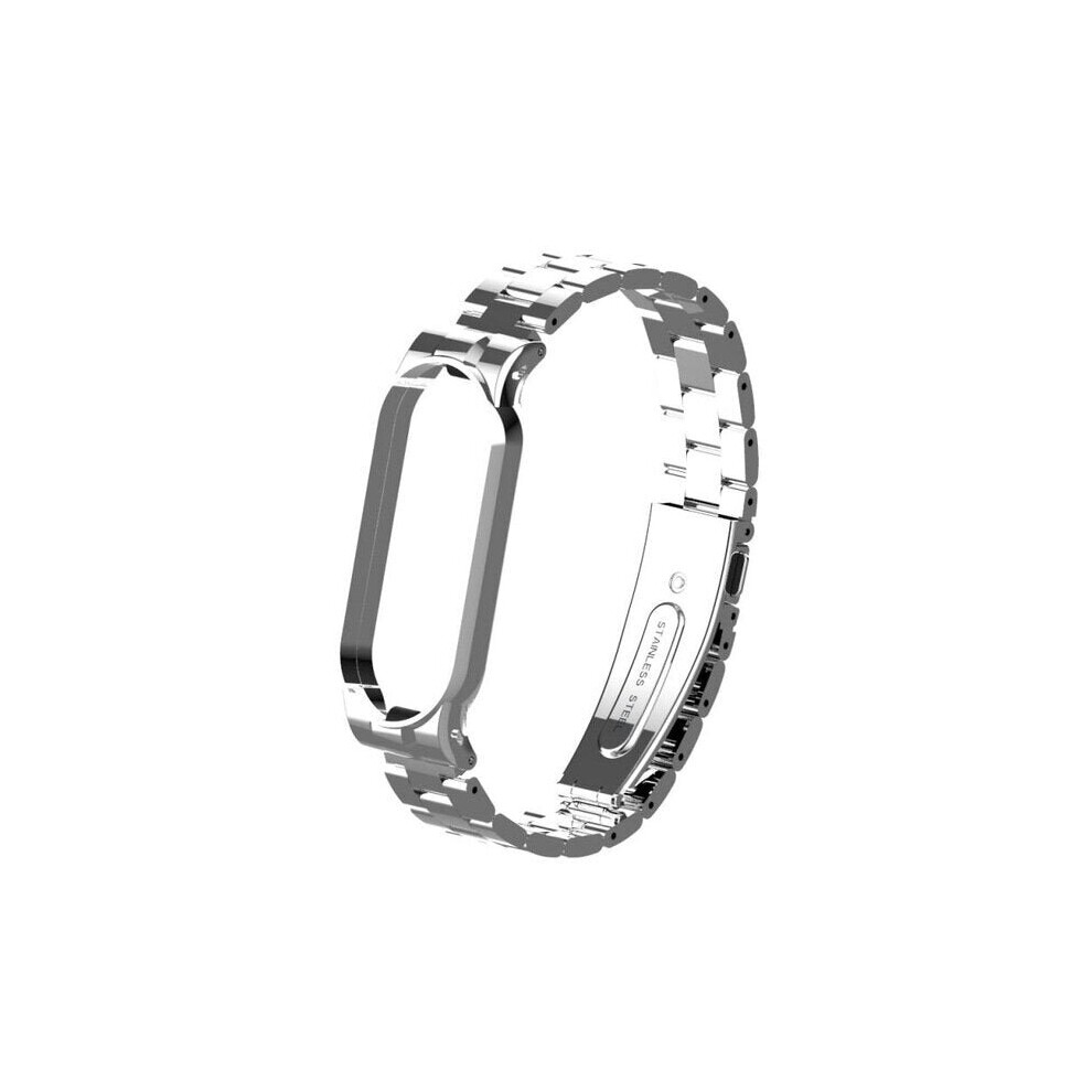 (Silver) 502 Colorful Stainless Steel Watch Strap Replacement Watch Band For Xiaomi Miband 5 Silver 4962949647110