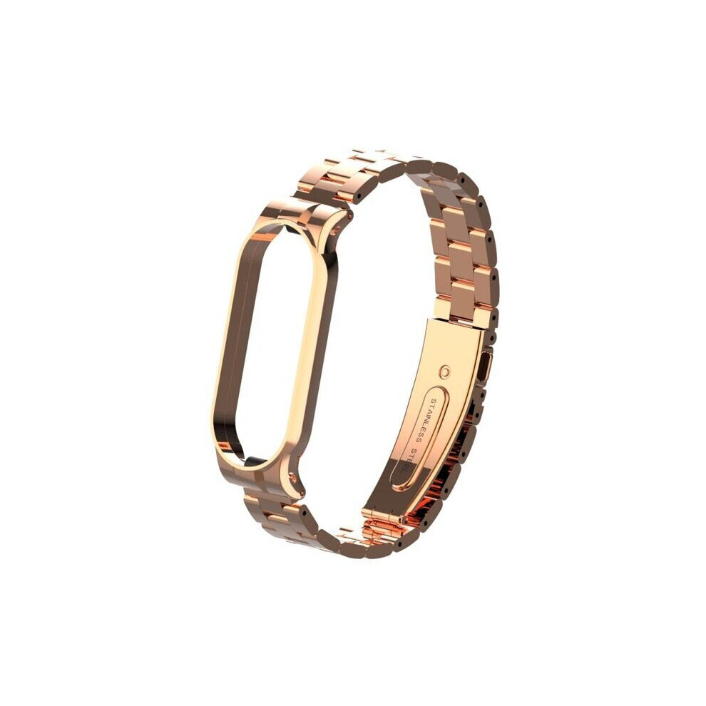 (Rose Gold) 502 Colorful Stainless Steel Watch Strap Replacement Watch Band for Xiaomi Miband 5