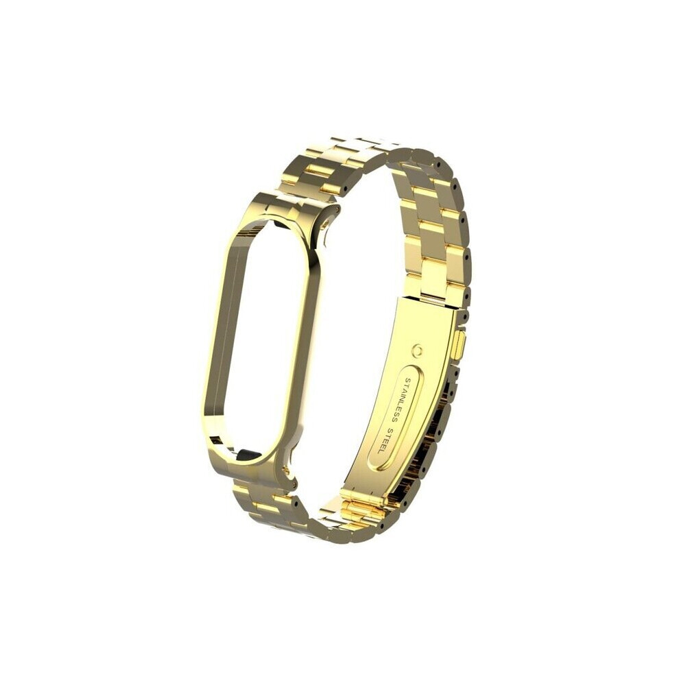 (Gold) 502 Colorful Stainless Steel Watch Strap Replacement Watch Band For Xiaomi Miband 5 Gold 4962949647141