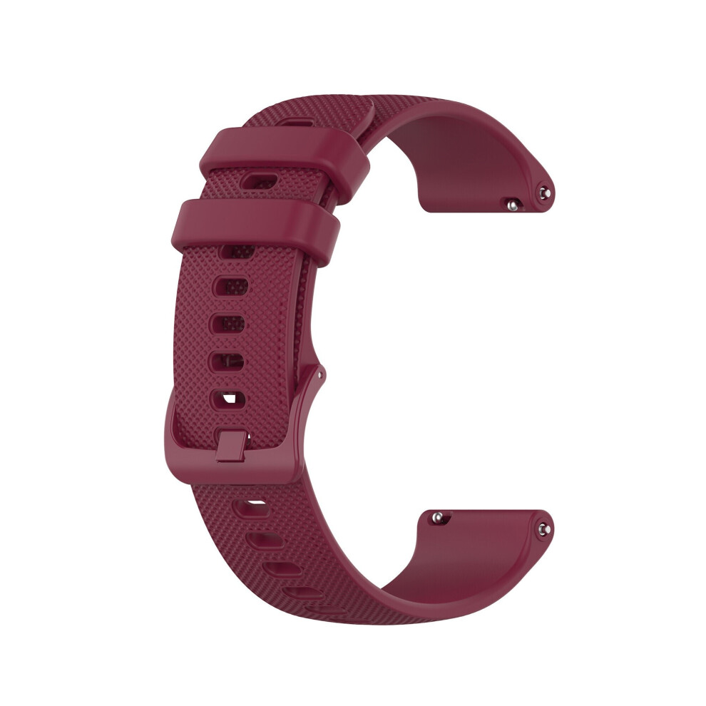 (Wine Red) 20mm Width Soft Silicone Watch Band Watch Strap Replacement for Smart Watch