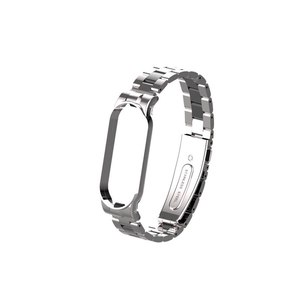 (#03) 502 Colorful Stainless Steel Watch Strap Replacement Watch Band For Xiaomi Miband 5 Silver 4962949647165