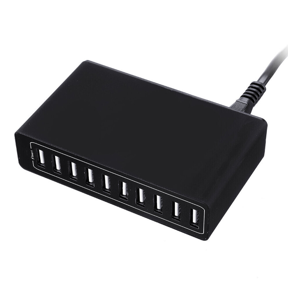 (Black, UK) 5V 10A 50W Multi Port USB Hub Charger Dock Station For Tablet Cellphone