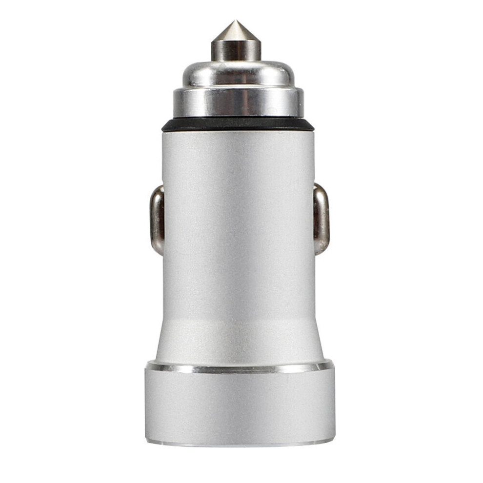 (Silver) 5V 2.4A JHY-001 Dual USB Car Charger Power Adapter For Smartphone Tablet PC